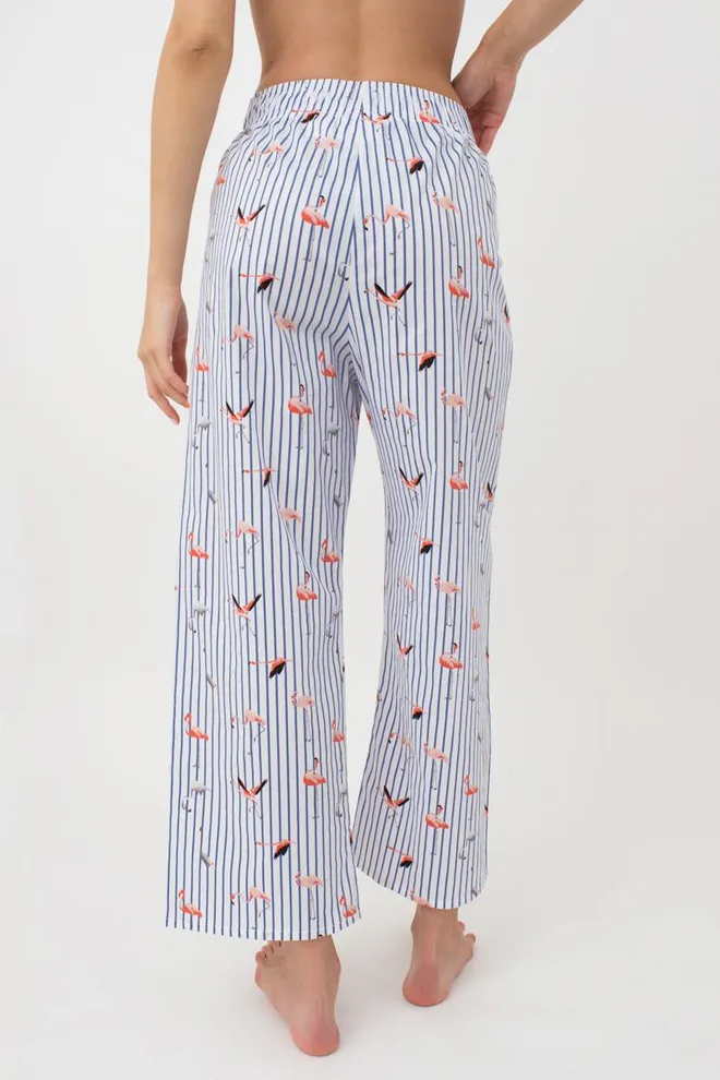 Женские хлопковые штаны FLAMINGO 4318/010 Giulia (dark blue stripe), синий