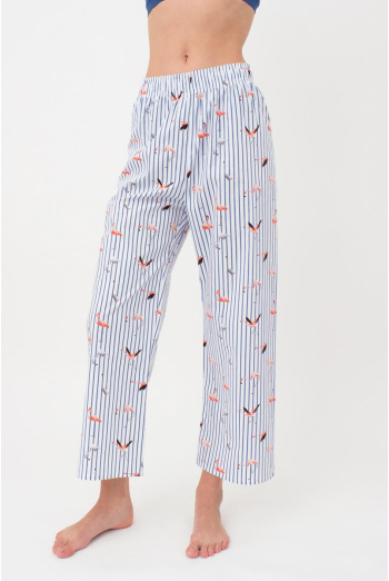 Женские хлопковые штаны FLAMINGO 4318/010 Giulia (dark blue stripe), синий Женские хлопковые штаны FLAMINGO 4318/010 Giulia (dark blue stripe), синий