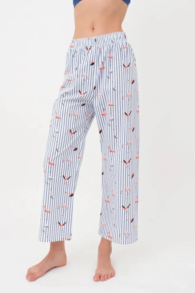 Женские хлопковые штаны FLAMINGO 4318/010 Giulia (dark blue stripe), синий