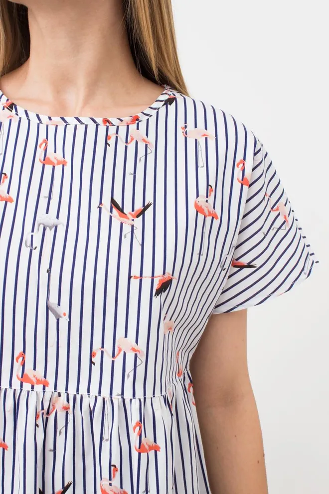 Жіноча бавовняна блуза FLAMINGO 4808/010 Giulia (dark blue stripe), синій