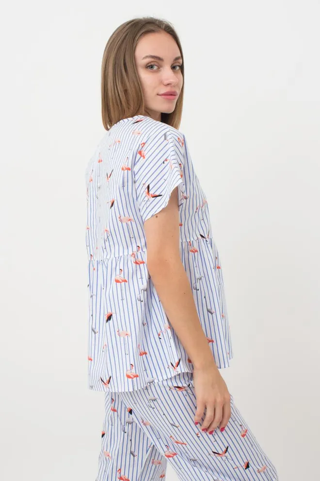 Жіноча бавовняна блуза Flamingo 4808/010 Giulia (blue stripe)