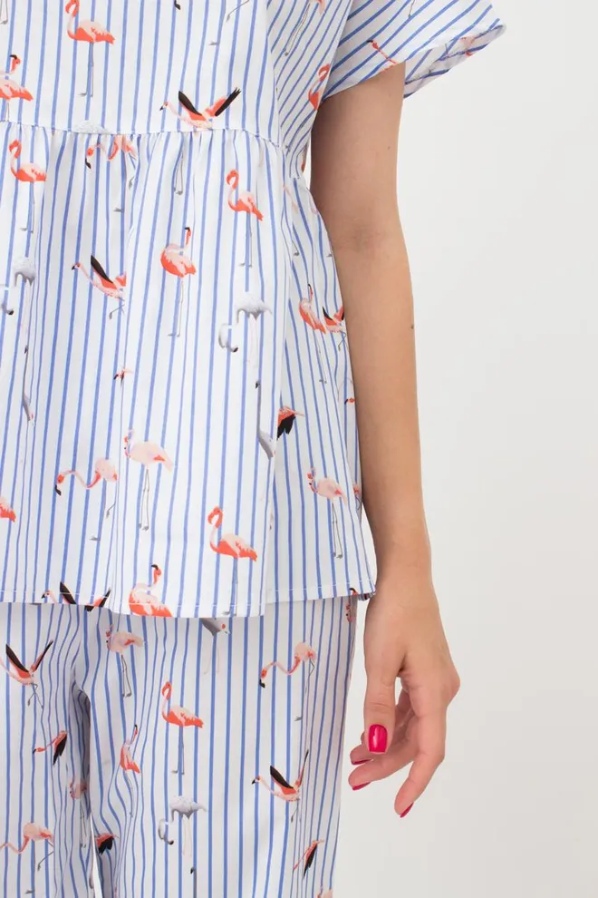 Жіноча бавовняна блуза Flamingo 4808/010 Giulia (blue stripe)