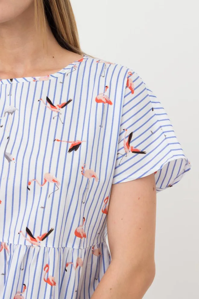 Жіноча бавовняна блуза Flamingo 4808/010 Giulia (blue stripe)
