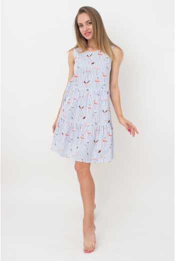 Бавовняна нічна сорочка з принтом Flamingo 8703/010 Giulia (blue stripe)