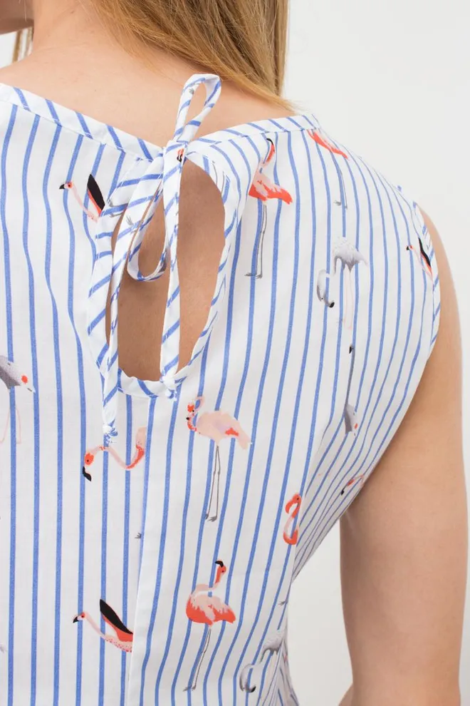 Бавовняна нічна сорочка з принтом Flamingo 8703/010 Giulia (blue stripe)