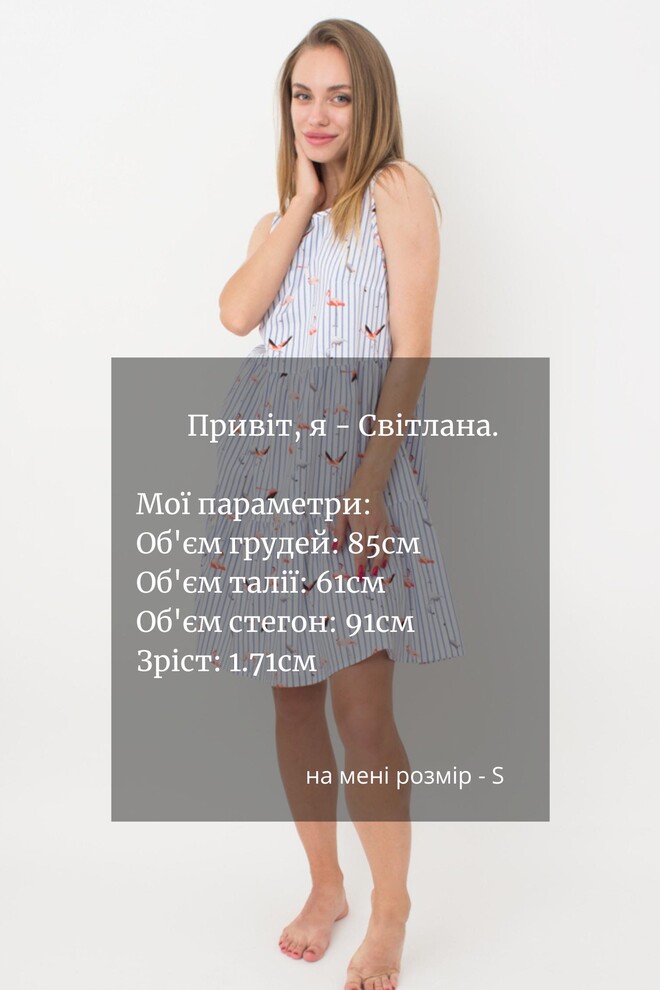 Бавовняна нічна сорочка з принтом Flamingo 8703/010 Giulia (blue stripe)