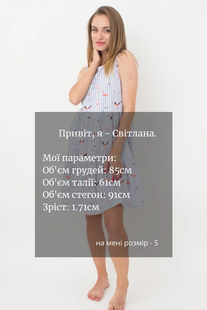 Бавовняна нічна сорочка з принтом Flamingo 8703/010 Giulia (blue stripe)