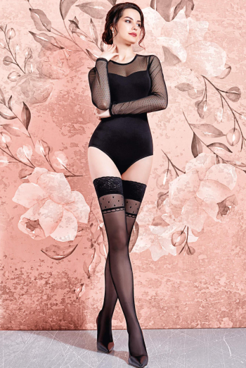 FLIRT 20 model 1 Фантазийные чулки с самоудерживающимся кружевом TM GIULIA  (nero) FLIRT 20 model 1 Фантазийные чулки с самоудерживающимся кружевом TM GIULIA  (nero)