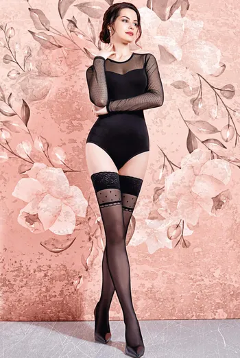 FLIRT 20 model 1 Фантазийные чулки с самоудерживающимся кружевом TM GIULIA (nero) FLIRT 20 model 1 Фантазийные чулки с самоудерживающимся кружевом TM GIULIA (nero)