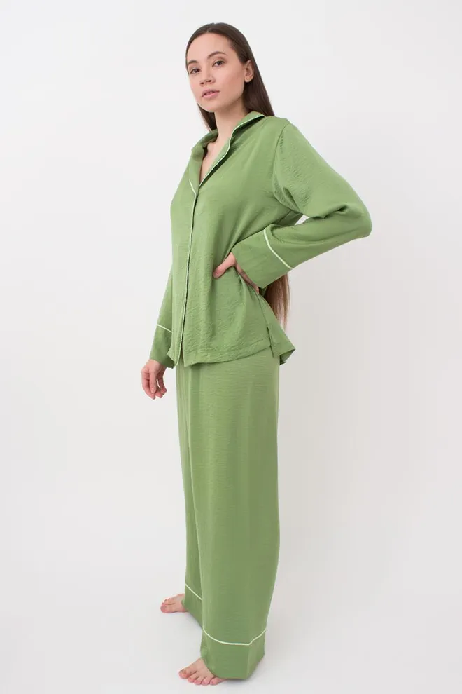Пижама женская свободная рубашка и штаны Florence 5507/050 Giulia (green)