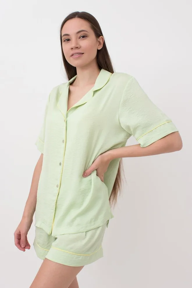 Пижама женская свободная рубашка и шортики Florence 6404/050 Giulia (pistachio)