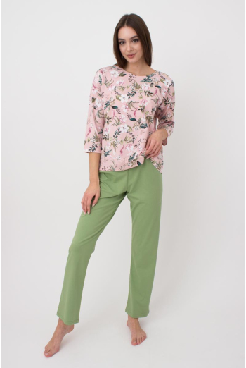 Піжама жіноча зі штанями Flow&Frog 5206/010 Giulia (flower/green) Піжама жіноча зі штанями Flow&Frog 5206/010 Giulia (flower/green)