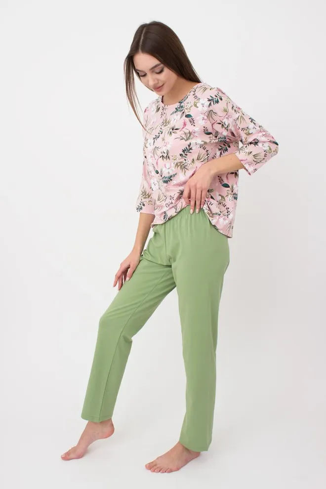 Пижама женская со штанами Flow&Frog 5206/010 Giulia (flower/green)
