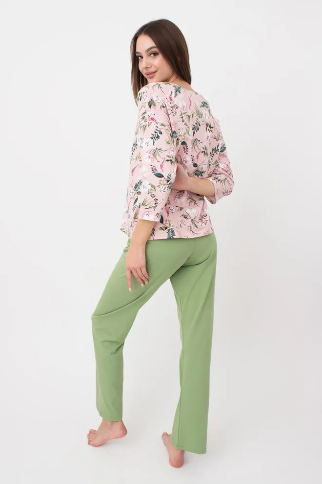 Пижама женская со штанами Flow&Frog 5206/010 Giulia (flower/green)
