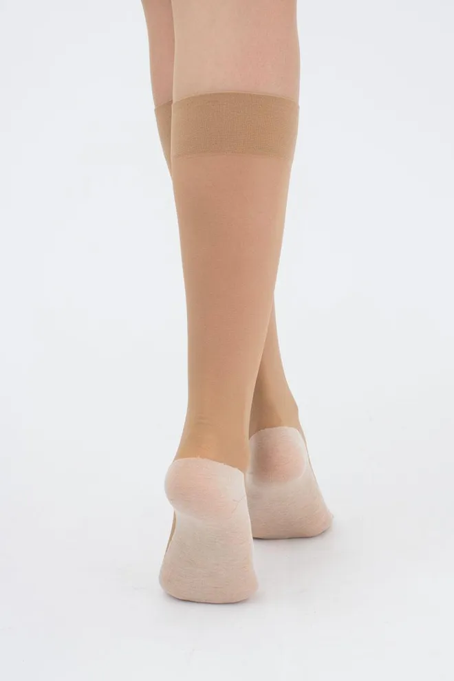 Капронові гольфи з бавовняними слідками Footies style knee-high Giulia (daino), бежевий