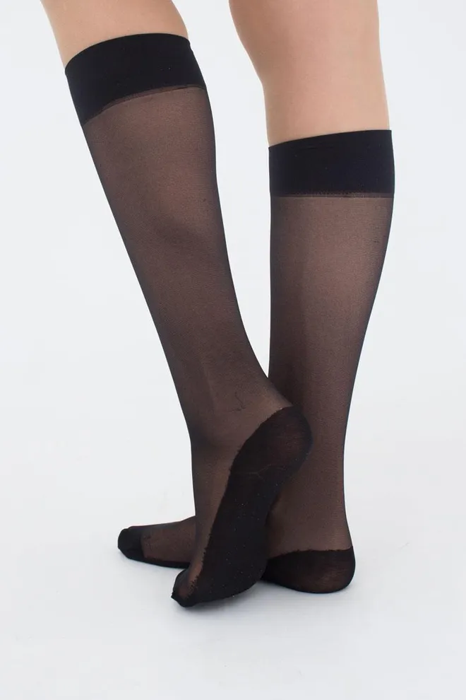 Капронові гольфи з бавовняними слідками Footies style knee-high Giulia (nero), чорний