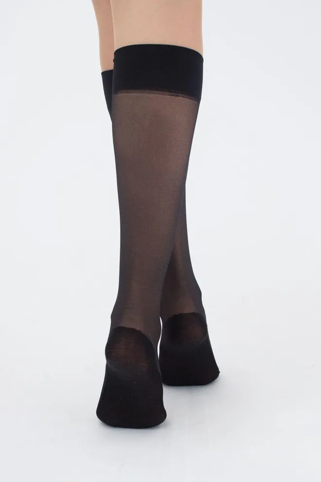 Капронові гольфи з бавовняними слідками Footies style knee-high Giulia (nero), чорний