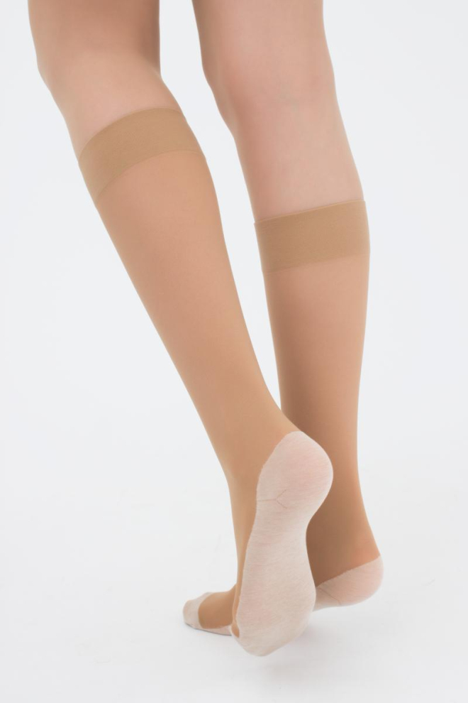 Капронові гольфи з бавовняними слідками Footies style knee-high Giulia (daino), бежевий