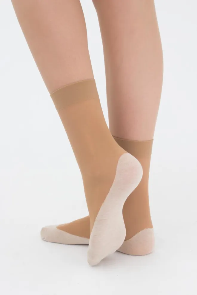 Капроновые носки с хлопковыми следками Footies style socks 20 Giulia (daino)