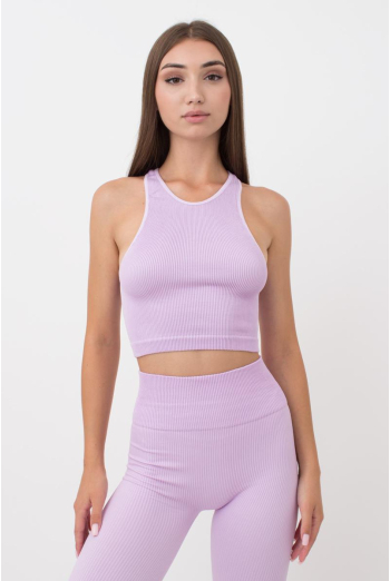 Безшовний топ в рубчик на широких бретелях Halter top rib Giulia (orchid bloom), фіолетовий