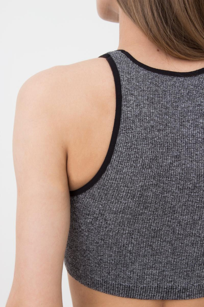 Бесшовный топ в рубчик на широких бретелях Halter Top Rib Melange Giulia (black), черный