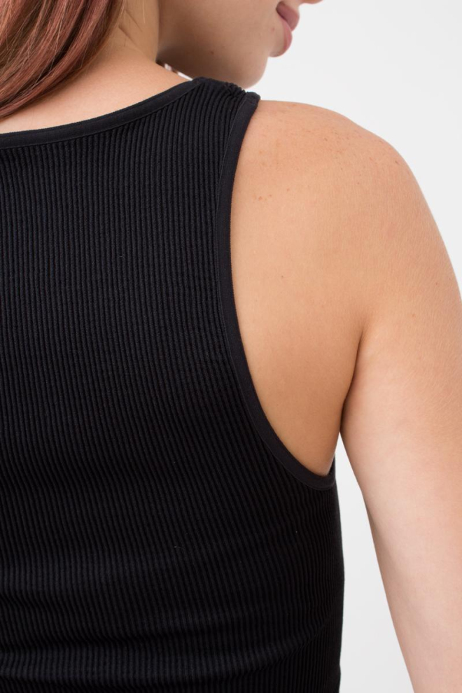 Бесшовный топ в рубчик на широких бретелях Halter top rib Giulia (black), черный