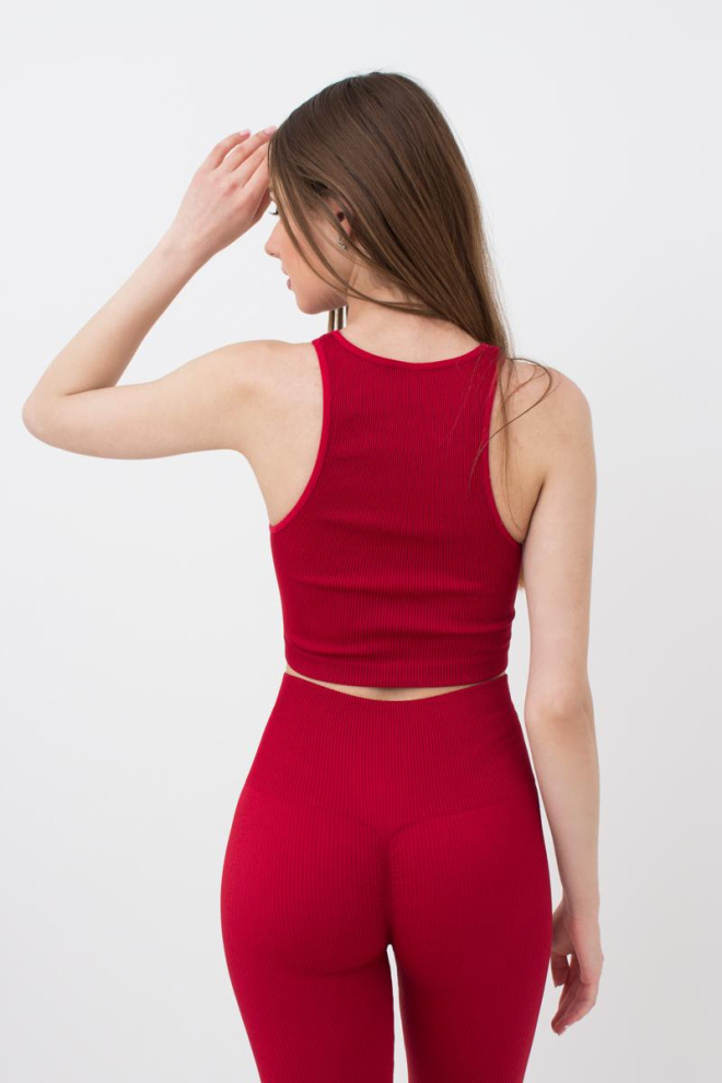Бесшовный топ в рубчик на широких бретелях Halter top rib Giulia (winery), бордовый