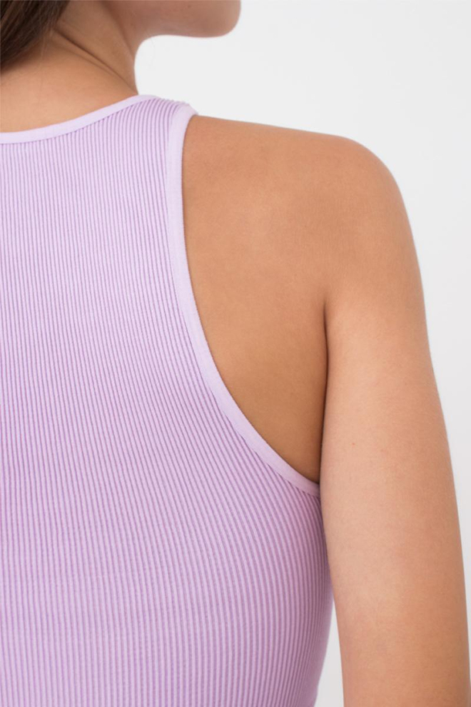 Безшовний топ в рубчик на широких бретелях Halter top rib Giulia (orchid bloom), фіолетовий