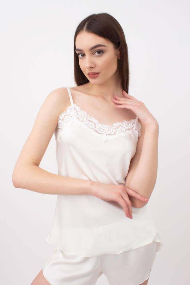 Шовкова піжама жіноча з шортами HELENA 6025/051 Giulia (ecru), білий