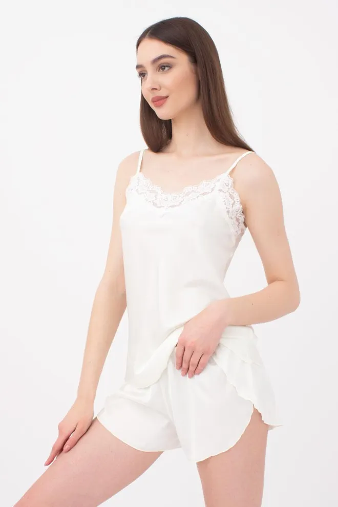 Шовкова піжама жіноча з шортами HELENA 6025/051 Giulia (ecru), білий