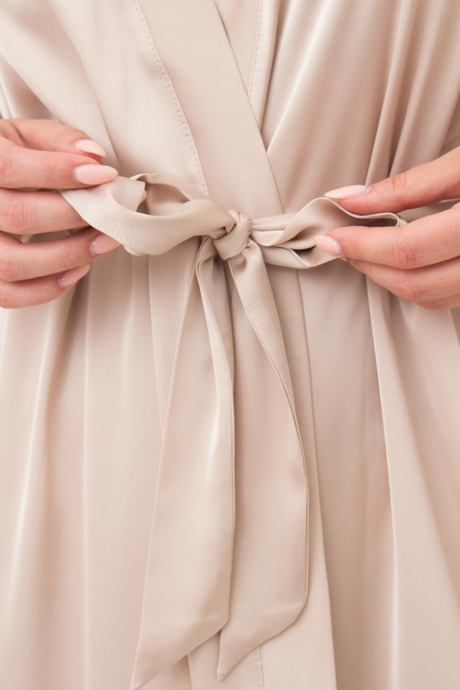 Шовковий халат жіночий на запа́х HELENA 7212/051 Giulia (beige), бежевий