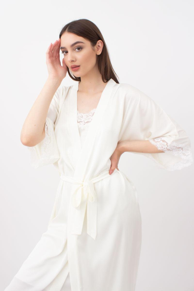 Халат жіночий на запа́х Helena 7214/051 Giulia (ecru)