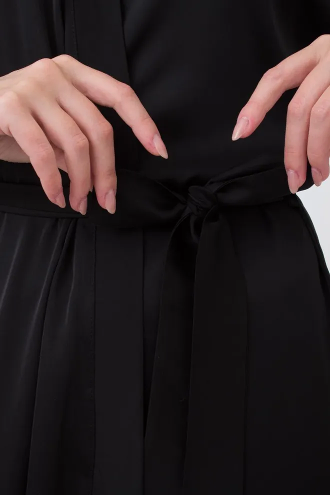 Халат жіночий на запа́х з мереживом на рукавах HELENA 7214/051 Giulia (black), чорний