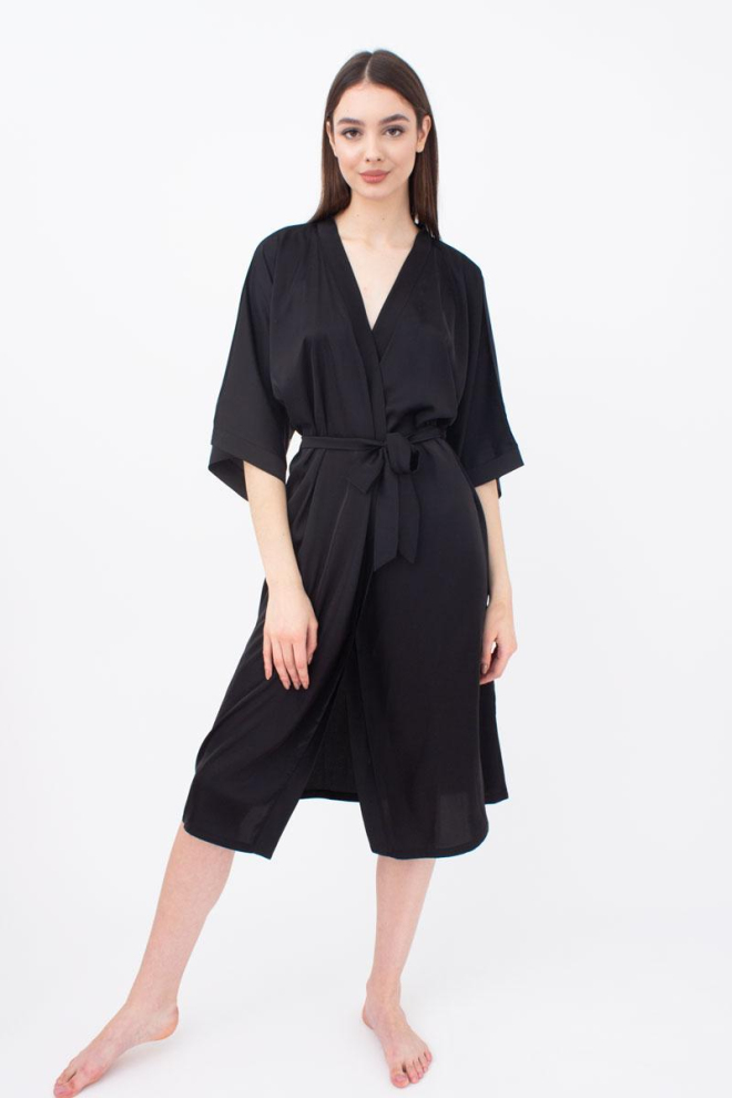 Халат жіночий на запа́х Helena 7215/050 Giulia (black)
