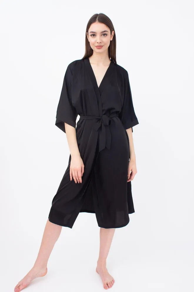 Халат женский на запа́х Helena 7215/050 Giulia (black)