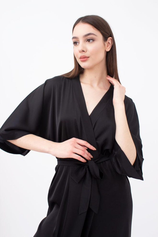 Халат жіночий на запа́х Helena 7215/050 Giulia (black)