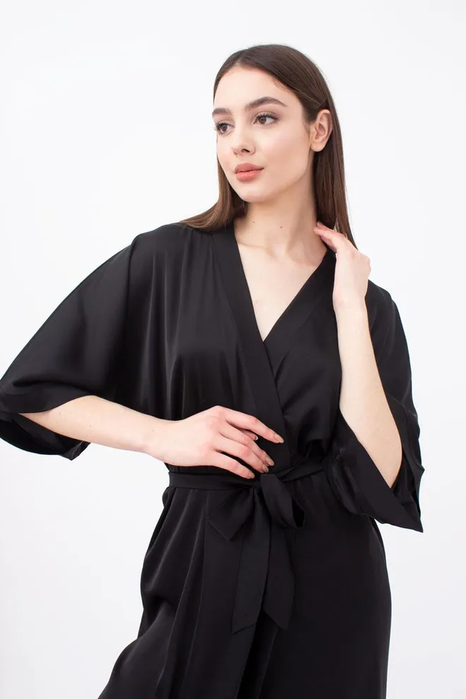 Халат женский на запа́х Helena 7215/050 Giulia (black)