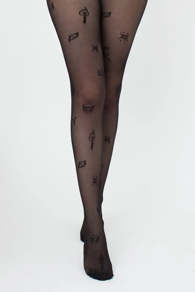 Колготки в сітку з принтом Influence 40 den model 1 Giulia (nero), чорний
