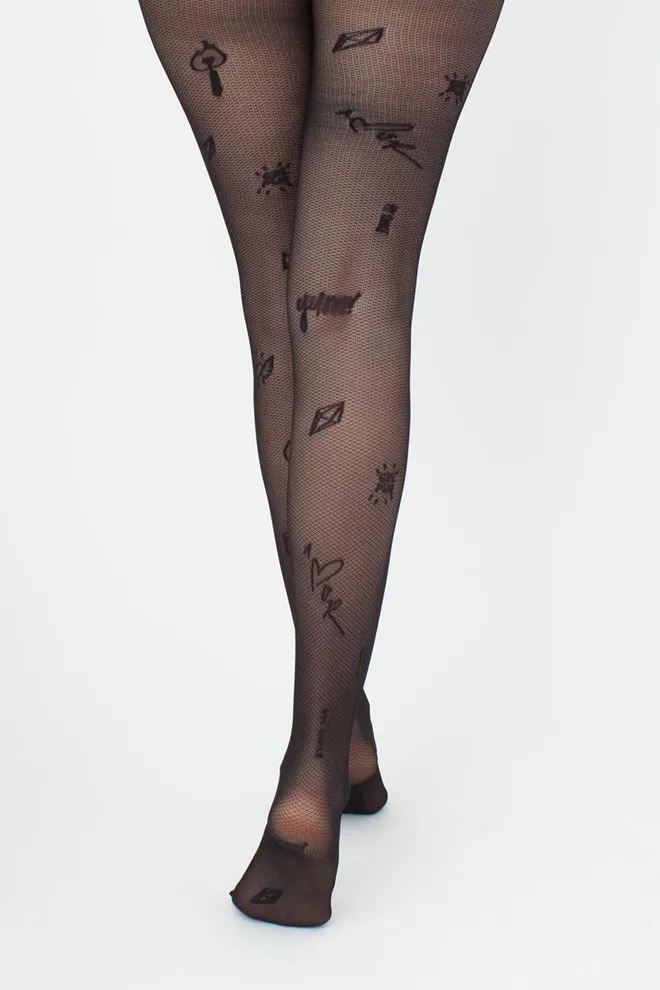 Колготки в сітку з принтом Influence 40 den model 1 Giulia (nero), чорний
