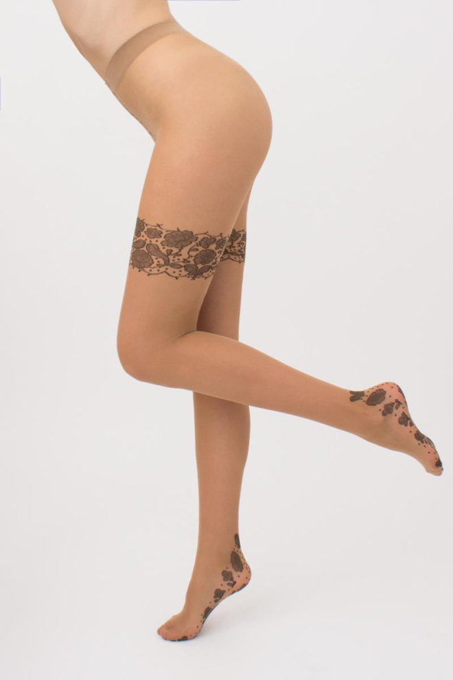 Колготки з ажурним малюнком Inkwell 20 Giulia (daino/nero)
