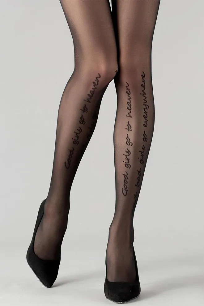 Чулки с надписью на силиконовой резинке Inspire 20 den model 1 Giulia (nero)