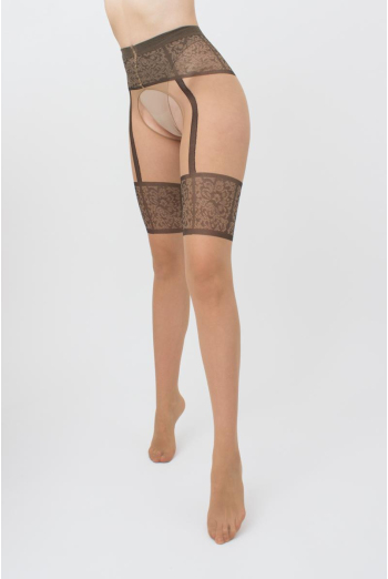 Колготки з еротичним вирізом Intimo noir 20 den model 1 Giulia (daino/nero)