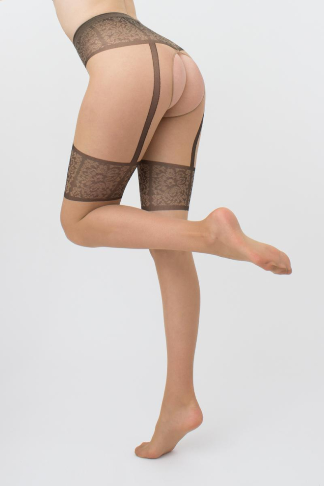 Колготки з еротичним вирізом Intimo noir 20 den model 1 Giulia (daino/nero)