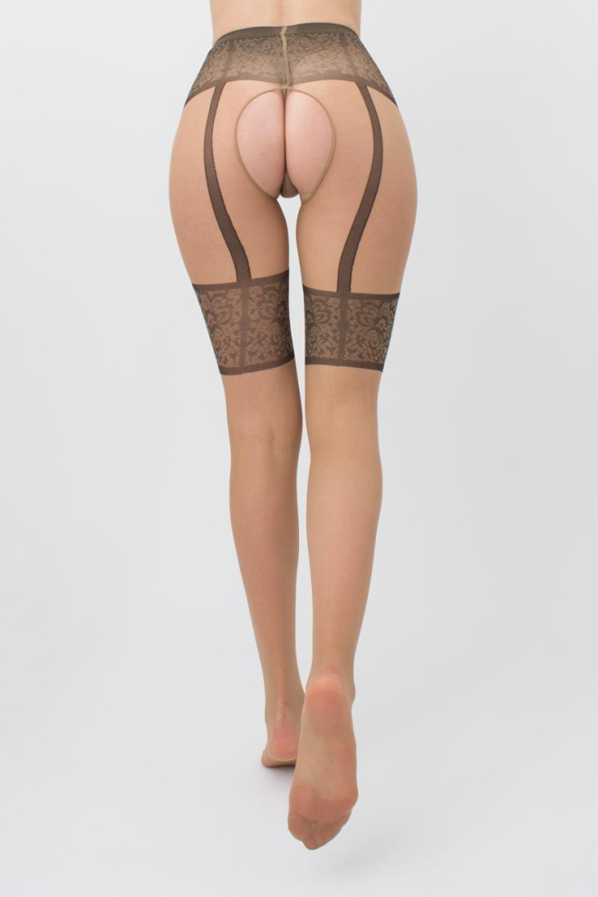 Колготки з еротичним вирізом Intimo noir 20 den model 1 Giulia (daino/nero)