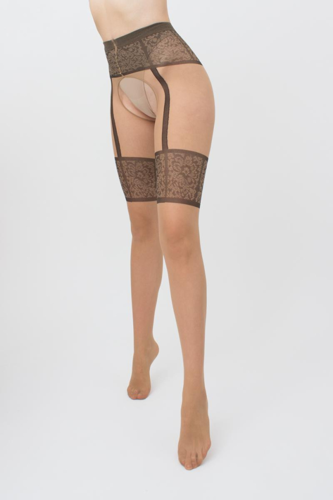 Колготки з еротичним вирізом Intimo noir 20 den model 1 Giulia (daino/nero)