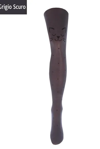 Детские колготки с кошками на коленях Katie 80 den model 2 Giulia (grigio scuro) Детские колготки с кошками на коленях Katie 80 den model 2 Giulia (grigio scuro)