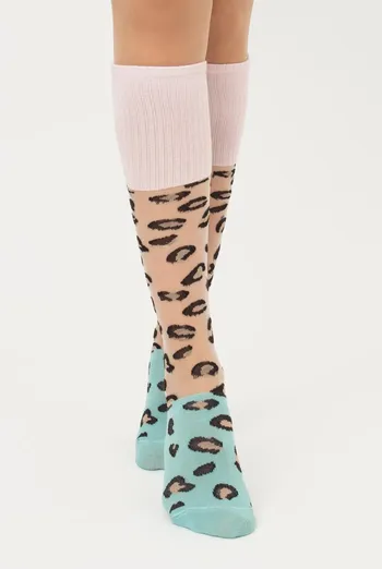 Дитячі гольфи з леопардовим принтом Kb1 Cristal Strong 001 Giulia (pastel turquoise)