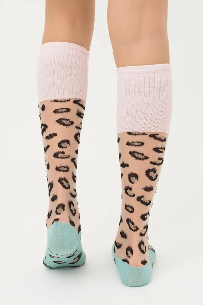Детские гольфы с леопардовым принтом Kb1 Cristal Strong 001 Giulia (pastel turquoise)