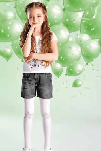 Детские колготки с рисунком Kerry 80 den model 12 Giulia (bianco), белый Детские колготки с рисунком Kerry 80 den model 12 Giulia (bianco), белый