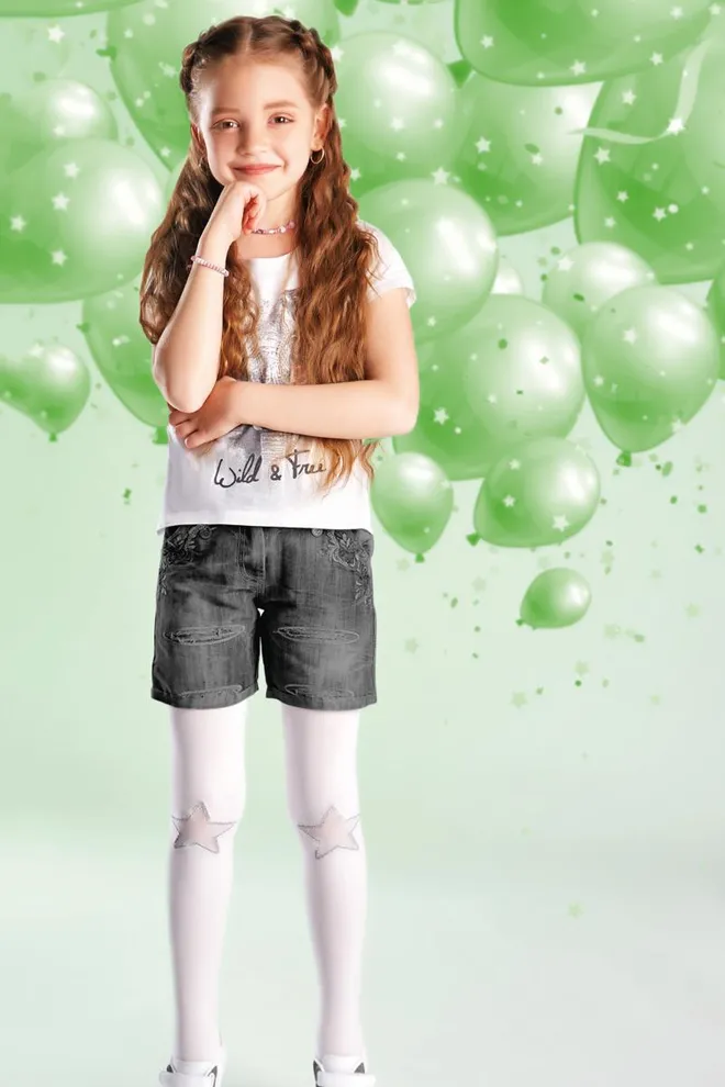 Дитячі колготки з малюнком Kerry 80 den model 12 Giulia (bianco), білий